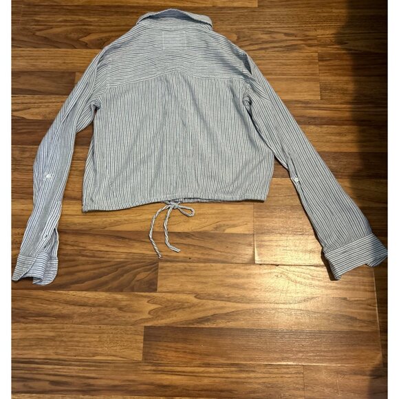 Abercrombie & Fitch XS VISCOSE BLEND Button Down Shirt Blue White Striped Collar - Picture 2 of 11
